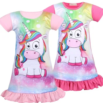 2019 Nové Letné Jednorožec Šaty Pyžamá Dievča Kugurumi Halloween Licorn Pajama unicornio Sleepwear Šaty, oblečenie pre dievčatá hlavový most
