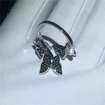 Očarujúce Motýľ krúžok Šperky 925 Sterling silver AAAAA Cubic Zirconia Strany Svadobné Kapela Prstene pre ženy Prst Šperky