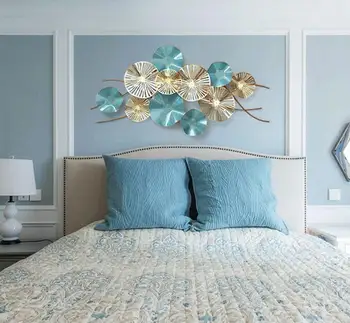 Moderné 3D Stereo Kovaného Železa Lotus Leaf nástenná maľba Remesiel Dekorácie Hotel Home Gauč Pozadí Nástenné Závesné Kovové Ozdoby