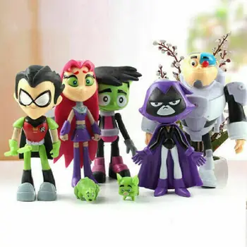 Teening Titans CHOĎ Anime Akčné Figúrky, Hračky Robin Cyborg Zviera Chlapec Raven PVC Cartoon Model Narodeninám juguetes pre Deti
