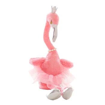 Anglický Spievať Plnené Swan Flamingo Páva Plyšové Hračky s Korunu Elektrické Swing Vypchaté Zvieratá, Bábiky Hračky pre Deti Darček TY0498