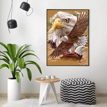 HUACAN Farebnosť Podľa Počtu Eagle Kresliace Plátno, Akryl Darček Domova Maľovanie Podľa Počtu Zvierat Handpainted Wall Art
