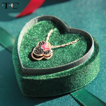 Tmavo Zelené Srdce v tvare Šperkov Box Krúžok Páry Krúžok Box Prívesok Náhrdelník Box Nádherné Mini Menčester Velvet Šperky Box