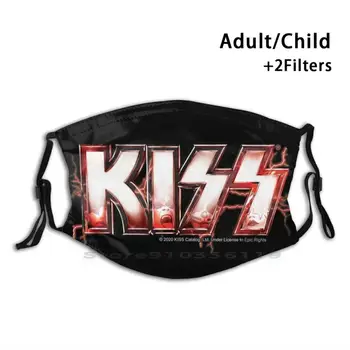 Kiss Rocková Skupina Red Lightning Logo Tváre Opakovane Úst Tvár Masku S Filtrom Deti Kiss Fan Art Kapela Kiss Kiss Hudba