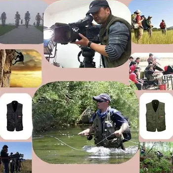 Muži Rybárska Vesta s Multi-Vrecko na Zips pre Fotografovanie / Lov / Travel Outdoor Šport