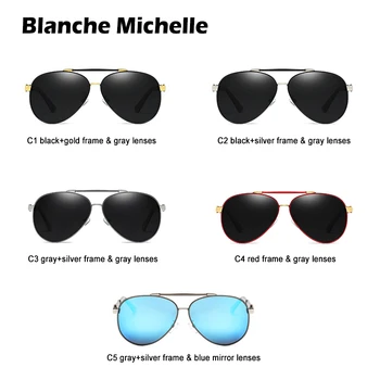 Blanche Michelle Pilot Polarizované slnečné Okuliare Mužov 2020 Značky Zrkadlo Slnečné Okuliare Jazdy UV400 Zliatiny Gafas De Sol Oculos S Box
