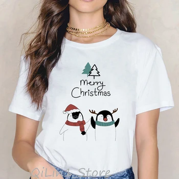Vianočné T Shirt Ženy Vianočný Stromček Top funny grafické tričko femme biela roztomilý t-shirt 90. rokoch najlepšími priateľmi gift drop shipping