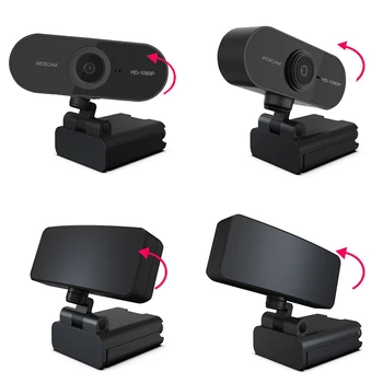 HD 1080P Webkamera s Mikrofónom USB Konektor Mini Webkameru Otočná Kamery na Počítač PC Live Broadcast Video Telefonovanie Konferencie Práce