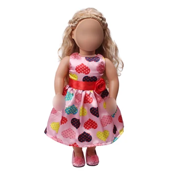 18-palcové Dievčatá bábiky šaty Svetlo červené srdce tlače večerné šaty Americkej new born oblečenie, hračky pre deti fit 43 cm baby c699