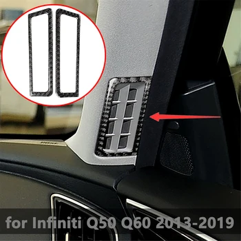 Pre Infiniti Q50 Q60 2013-2019 Okna Piller Ventil odvzdušňovací Kryt Dekorácie Výbava Auta Interiérové Doplnky Carbon Fiber