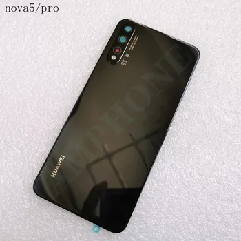 Nové Pre Huawei Nova 5/5 Pro 3D Tvrdené Sklo Zadný Kryt Náhradné Diely Späť Kryt Batérie Dvere Bývanie + Flash kryte + objektív