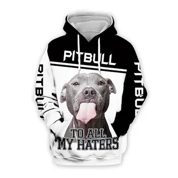 Pár Harajuku Módne Športové Značky Športové Tričko Bežné Hoodie 2020 Hot pitbull haters obmedzené 3d pes vytlačiť hoodie