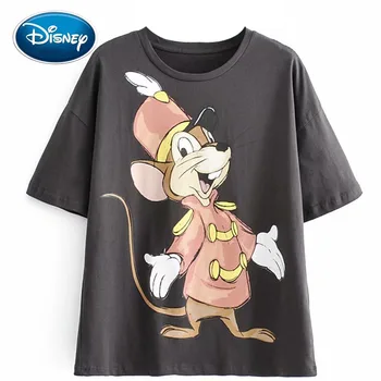 Disney Roztomilý Módne Dumbo Myši Karikatúra Tlače T-Shirt O-Krku Pulóver S Krátkym Rukávom Bežné Sladké Štýlové Ženy Voľné Tee Topy