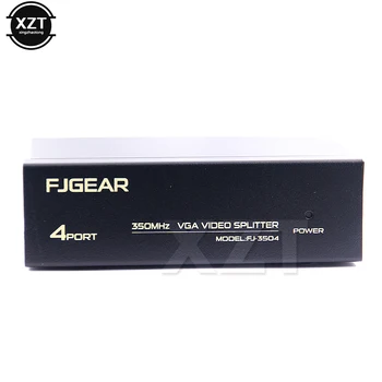 1PCS 4 Port VGA Splitter HD VGA zdieľanie Videa 1-v-4-out 350MHZ 15HDF 60 M vysoká frekvencia 2048 * 1536 napájanie NOVÉ
