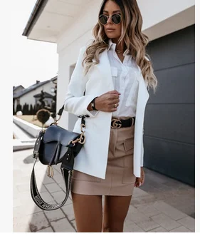 Split dizajn ženy plášť vyhovovali kabát bežné mária čierna a biela bunda streetwear módy voľné vrchné oblečenie topy