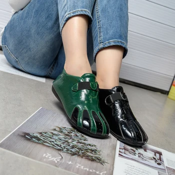 Dámske topánky Patent Kožené Topánky Sklzu Na Dámy Topánky Fashion Design Luxusné Mokasíny Pracky Ploché Topánky