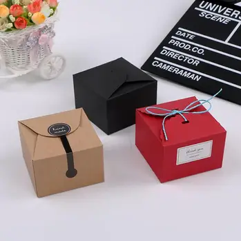 20pcs/veľa-9*9*6typ,12*12*9 cm Mini S black Kraft Papier Skladovacie Škatule DIY Strany Darčeka Cookies, Pochutiny, Cukrovinky Box Pečenie Balík