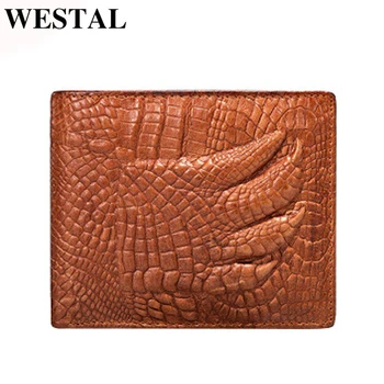 WESTAL pánsku kabelku krokodíla vzor peňaženky, kožené luxusnú kabelku vintage mince kabelku peniaze taška držiteľa karty dizajn peňaženka pre mužov
