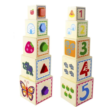 Drevené naskladané krabice zmyslových hračky deti Montessori digitálny tvar kognitívne zodpovedajúce vzdelávacie hračky pre chlapcov a dievčatá