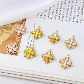 6pcs Barokový Palác v Štýle Crystal Pearl Náušnice Malé Kvet Prívesok Vintage elegantné Náušnice Pre Ženy Diy Príslušenstvo Šperky