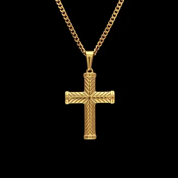 2018 Zlatá Farba Nehrdzavejúcej Ocele Cross prívesok náhrdelníky Mužov Hip hop móda vintage náhrdelník muž šperky, darčeky