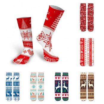 Nový Vianočný Darček Červené Ponožky Happy Muži Ženy Dlhé Ponožky Snowflake Vianočný Stromček Elk Jeseň Zima Bavlna Teplé Dievča Teľa Ponožky