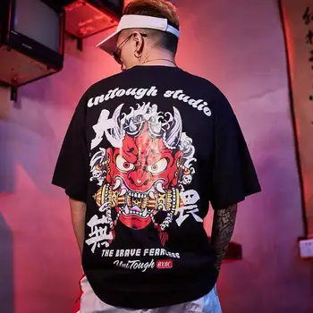 Cool Tričko Streetwear Mužov Cool Panda Tlač Hip Hop T-Shirt Čínsky Znak Harajuku Tričko 2019 Japonsko Krátky Rukáv Topy Tees