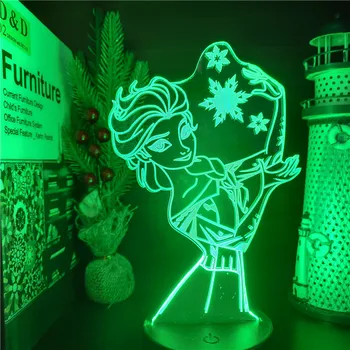 Disney Mrazené II Anime Postavy 3d LED Nastaviť Elsa Anna Lampa Dekor Dotykový Snímač Nočné Osvetlenie, Akcie Figma Vianočný Darček Tabuľka Model Hračky