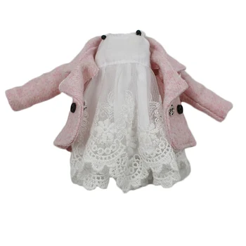 Oblečenie pre Blyth bábika biele čipky šaty ružové zafarbenie SPOLOČNÝ orgán elegantné obliekanie 1/6 BJD ľadovej dbs