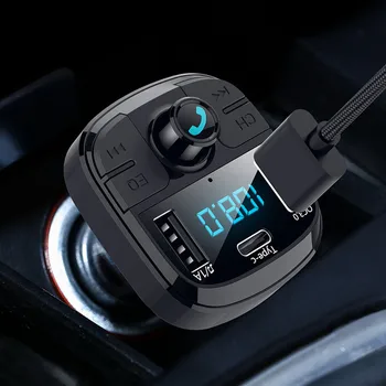 Bluetooth 5.0 FM Bezdrôtové Handsfree Auto MP3 Prehrávač s dvomi USB Typ-c TF Karty Rýchle Auto, Auto Nabíjačka