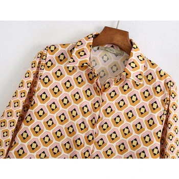 Vintage Módy Ženy Letnej Dovolenky Voľné Šaty 2020 Nové Klope Elegantný Dlhý Rukáv Tlač Mini Šaty Značky Navrhnúť Oblečenie