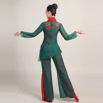 Klasická Ventilátor Kostým Žien Námestie Yangko Tanec Elegantné Dáždnik Tanečné Oblečenie Tradičné Ľudové Vyhovovali Fáze Výkonu