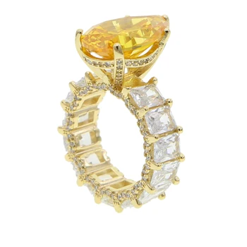 Žltá Zlatá Farba Veľká Kvapka Vody Tvar Cz Kameň Zásnubné Prstene pre Ženy Svadobný Dar 2020 Nové Letné Štýl
