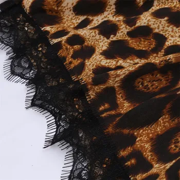 Ženské plus veľkosť čela čipkou trim leopard tlač jedného kusu sexy spodnú bielizeň na Mieru luk čipkou trim leopard printone-kus пижама F04