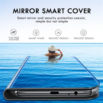 Luxusné Kožené Originálne Silikónové puzdro Pre Xiao Mi Pocophone Poco F2 Pro Clear View 3d Smart Mirror Flip Stojan, Kryt Coque
