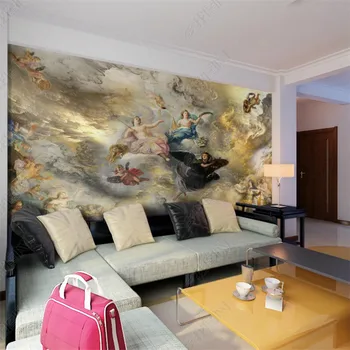 Európskom štýle Anjel olejomaľba 3D Obývacia Izba, Spálňa Pozadí nástennú maľbu Strop Dekor 3D Tapeta na Stenu Papiere Domova