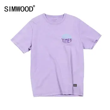 SIMWOOD 2020 Lete Nové T-Shirt Mužov Vintage Umyté Bavlna Tričko List Tlač Módne Vysokej Kvality Plus Veľkosť Topy 190132