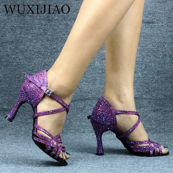 Wuxi Žien je Fialová latinské Tanečné Topánky Nové Tanečné Topánky s Jedinečným Dizajnom Salsa Topánky Sandále Diamond