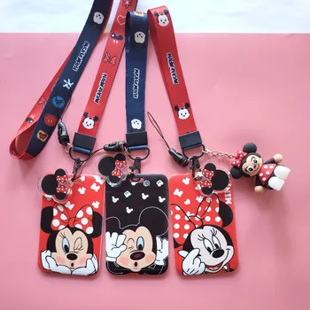 Karikatúra Disney Mickey mouse Študent Areáli Karty Visí na Krku taška Držiteľa Karty ozdobná šnúrka na uniforme ID Karty Jedlo Karty Ornament Taška