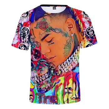 3D Potlačené Rapper 6ix9ine Módne T-shirts Žien/Mužov v Lete Krátky Rukáv Tshirts Hip Hop Ležérne Oblečenie Streetshirt