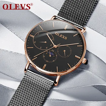 OLEVS Značky Luxus Plný Nehrdzavejúcej ocele Sledovať Mužov Business Ultra tenké Quartz vodotesné Hodinky Vojenské Náramkové hodinky Relogio Nové