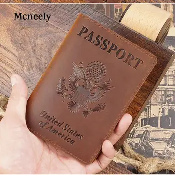 Mcneely Crazy Horse pravej Kože Pas Kryt pre Spojené Štáty Americké Obchodné USA Kreditnej Karty Držiteľ Pasu Prípade