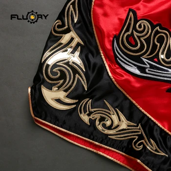 červená a čierna patchwork muay thai šortky Fluory nové vydanie boxerské šortky