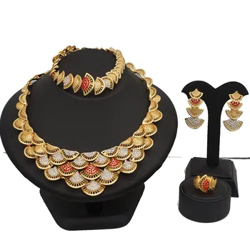 FARBA KAMEŇA afriky šperky sady svadobné šperky sady zlato ženy náhrdelník
