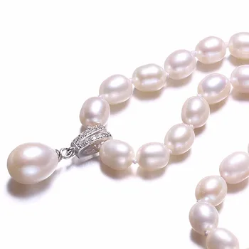 Biele Prírodné Freshwatere Perlový Náhrdelník,Láska Pracky Ženy Šperkov Náhrdelník,45cm+5cm dĺžka, Módne Korálky Šperky S Darčekovej krabičke