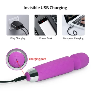 Silný Dilda Prútik Vibrátor pre Ženy Klitorisu G Mieste Stimulátor USB Charge 20 Vibračných Režimov Masér Sexuálne Hračky pre Dospelých