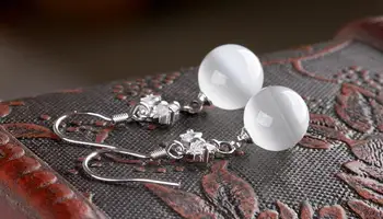 925 sterling silver módne bowknot prírodný kameň opál crystal dámske'stud náušnice ženy šperky darček drop shipping