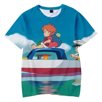 Aikooki Kawaii Ponyo na Útese 3D T shirt Chlapcov/Dievčatá Módne Roztomilé Deti T-shirt Tlač Ponyo na Útese Chidren Krátke tričko