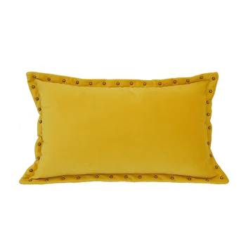 DUNXDECO Vankúš Dekoračné obliečky na Vankúš Vintage Jednoduché Žlté Velvet Nit Hranice Pohovka Kreslo posteľná bielizeň Coussin