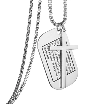 Osobné Vojenský Kríž Set Prívesok Náhrdelník Štítku Vlastné List Kríž Značky Dog Tag Nehrdzavejúcej Ocele Muž Ženy Šperky